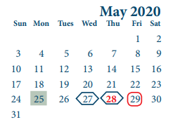 District School Academic Calendar for Cobb 6th Grade Campus for May 2020