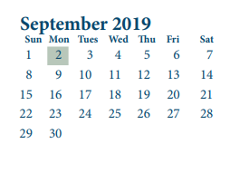 District School Academic Calendar for Pyburn Elementary for September 2019