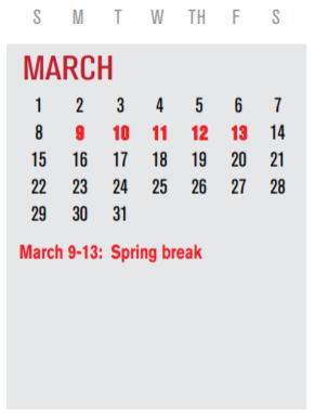 District School Academic Calendar for John W Armstrong Elementary for March 2020