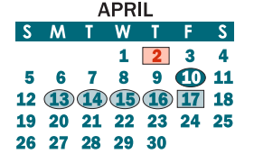 District School Academic Calendar for William B Beam Intermediate for April 2020