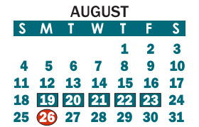 District School Academic Calendar for Southwest Middle for August 2019