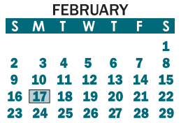 District School Academic Calendar for John Chavis Middle for February 2020