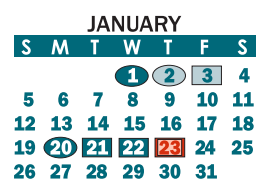 District School Academic Calendar for John Chavis Middle for January 2020