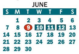 District School Academic Calendar for Ashbrook High for June 2020