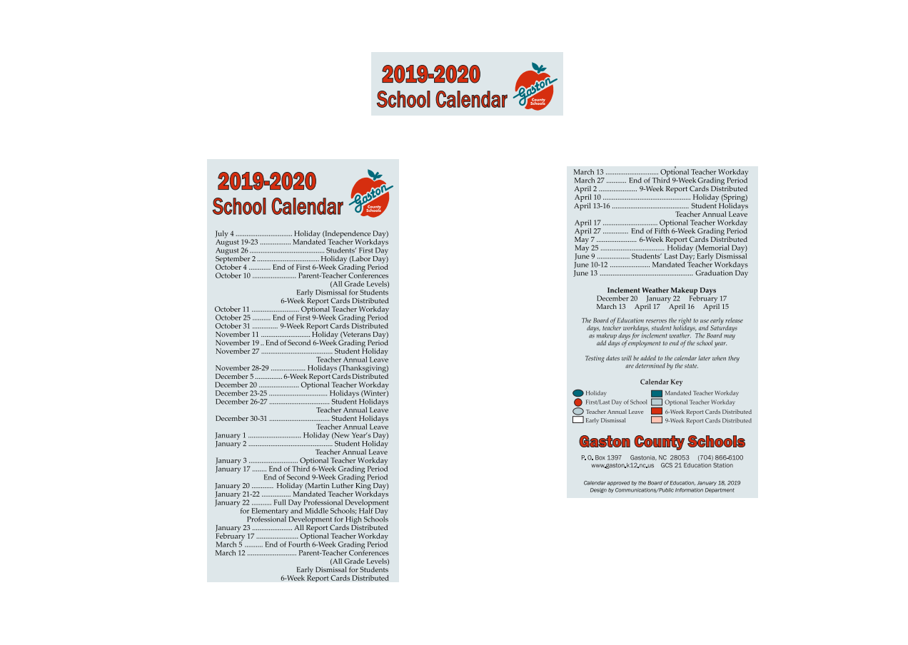 District School Academic Calendar Key for Lingerfeldt Elementary