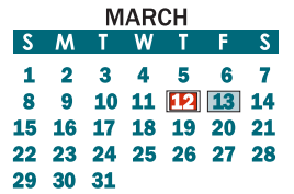 District School Academic Calendar for Cherryville Senior High for March 2020
