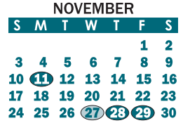 District School Academic Calendar for Belmont Middle for November 2019