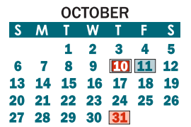 District School Academic Calendar for Webb St Special Education for October 2019