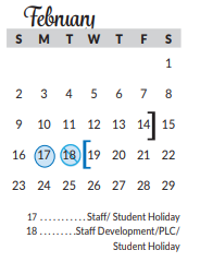 District School Academic Calendar for Excel Academy (murworth) for February 2020
