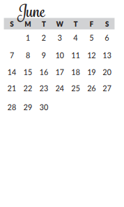 District School Academic Calendar for Excel Academy (murworth) for June 2020