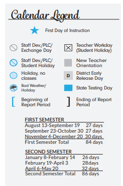 District School Academic Calendar Legend for Excel Academy (murworth)