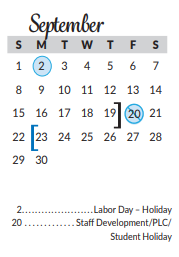 District School Academic Calendar for Lorenzo De Zavala Elementary for September 2019