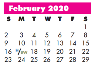 District School Academic Calendar for John Garner Elementary for February 2020