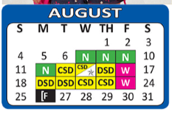 District School Academic Calendar for Bexar Co J J A E P for August 2019