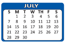 District School Academic Calendar for Rayburn Elementary for July 2019