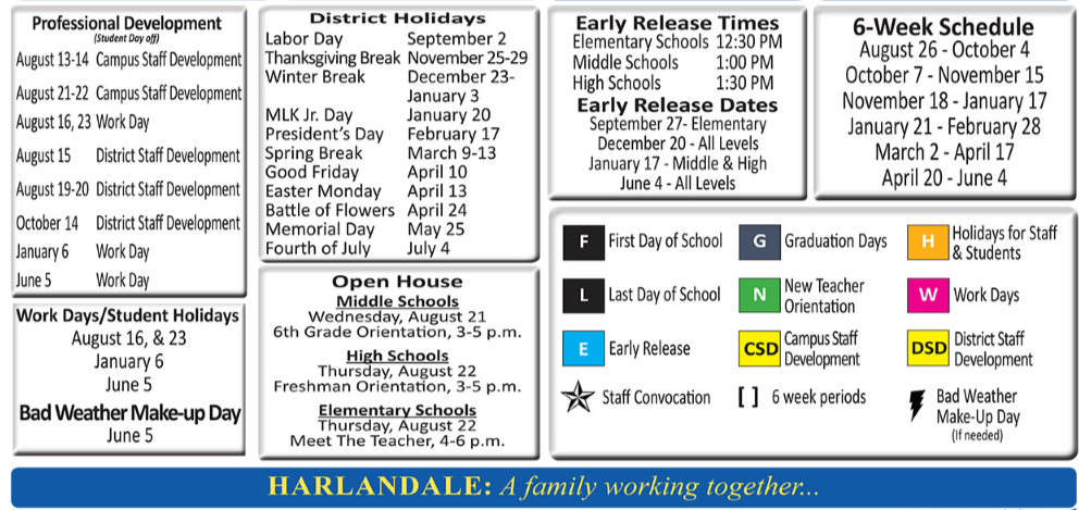 District School Academic Calendar Key for Bexar Co J J A E P