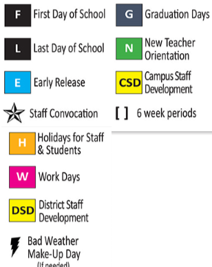 District School Academic Calendar Legend for Frank M Tejeda Academy