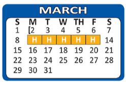 District School Academic Calendar for Bexar Co J J A E P for March 2020