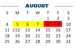 District School Academic Calendar for Wilson Elementary for August 2019