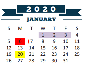 District School Academic Calendar for Edna Tamayo House for January 2020