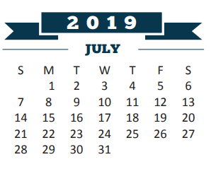 District School Academic Calendar for Early College High School for July 2019