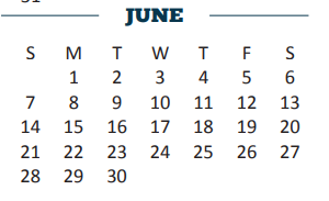 District School Academic Calendar for Early College High School for June 2020