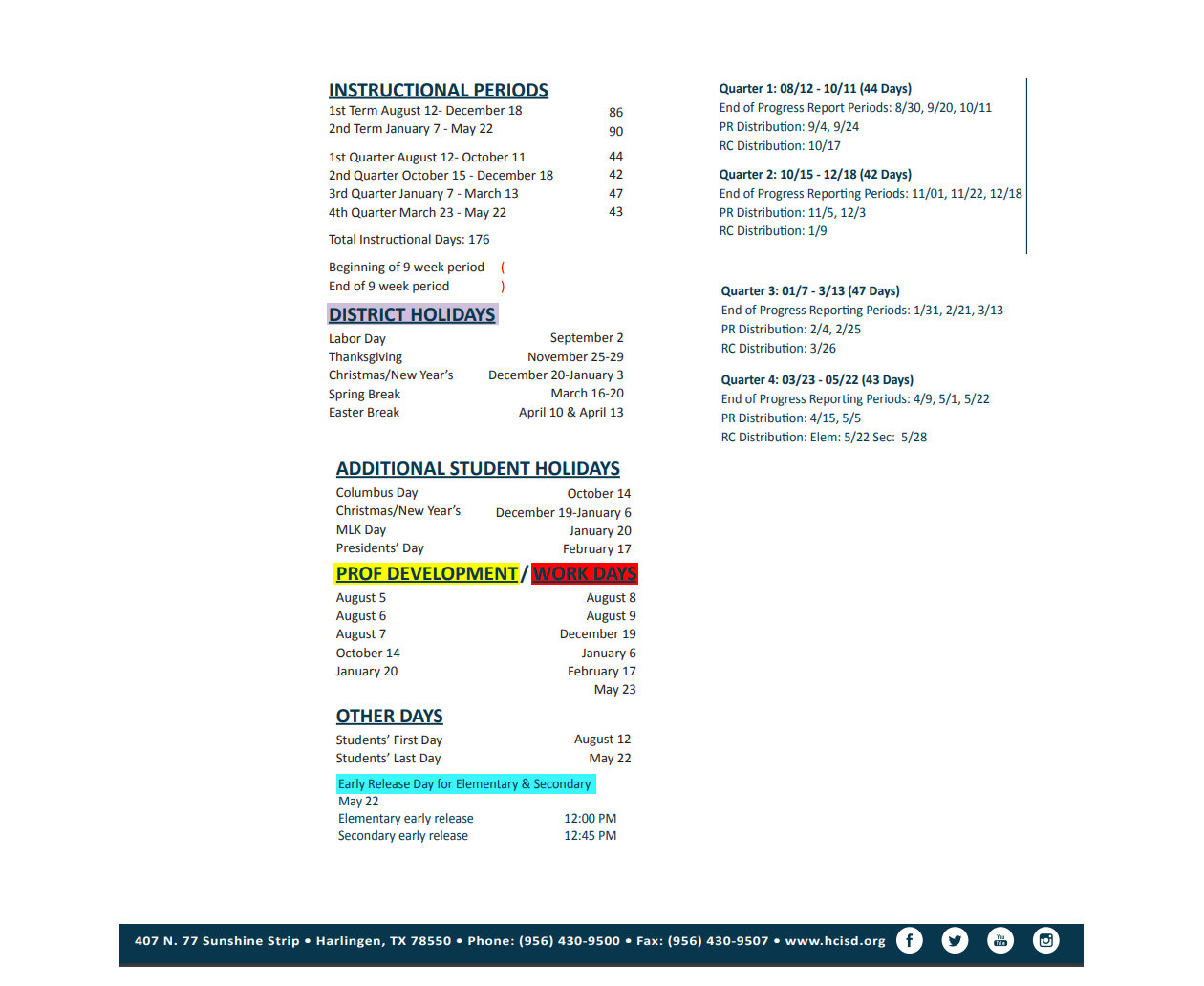 District School Academic Calendar Key for Bowie Elementary