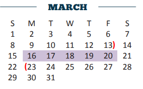 District School Academic Calendar for Harlingen High School - South for March 2020
