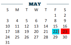 District School Academic Calendar for Edna Tamayo House for May 2020