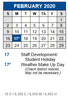 District School Academic Calendar for Wallace Middle School for February 2020