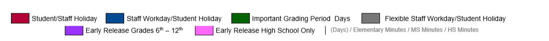 District School Academic Calendar Key for New M S #5