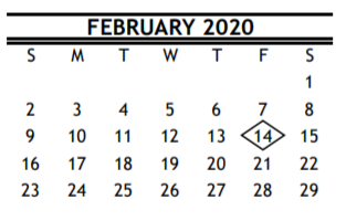 District School Academic Calendar for Seguin Elementary for February 2020