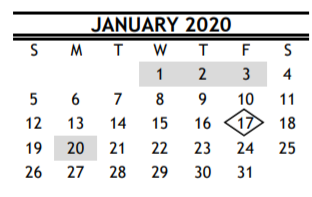 District School Academic Calendar for Crespo Elementary for January 2020
