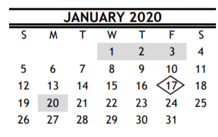 District School Academic Calendar for Garcia Elementary for January 2020