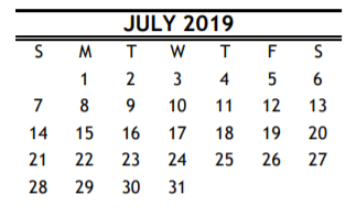 District School Academic Calendar for Contemporary Lrn Ctr High School for July 2019