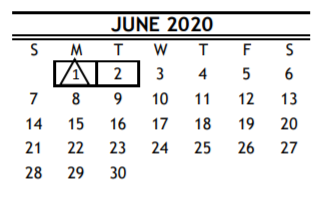 District School Academic Calendar for Stevenson Elementary for June 2020