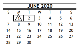 District School Academic Calendar for Coop Elementary for June 2020