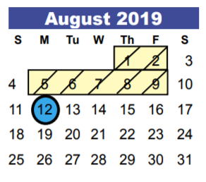 District School Academic Calendar for Kingwood Park High School for August 2019