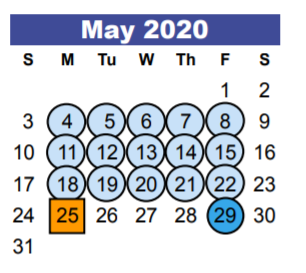 District School Academic Calendar for Kingwood Park High School for May 2020