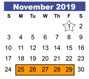 District School Academic Calendar for Humble Middle for November 2019