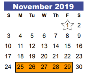 District School Academic Calendar for Kingwood Park High School for November 2019
