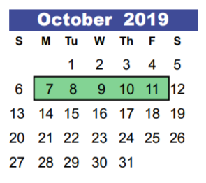 District School Academic Calendar for Elm Grove Elementary for October 2019