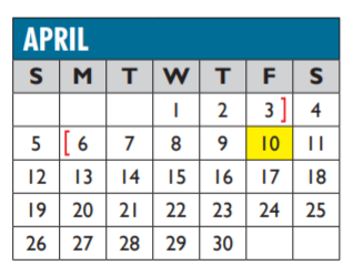 District School Academic Calendar for Bowie Middle for April 2020