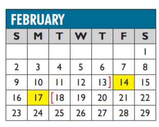 District School Academic Calendar for Haley J Elementary for February 2020