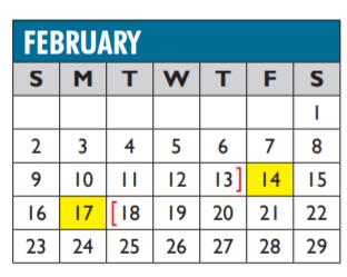District School Academic Calendar for Union Bower Center For Learning for February 2020