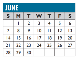 District School Academic Calendar for Lorenzo De Zavala Middle for June 2020