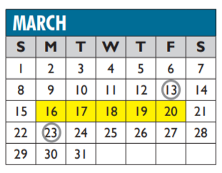 District School Academic Calendar for Brown Elementary for March 2020