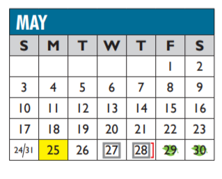 District School Academic Calendar for Crockett Middle for May 2020