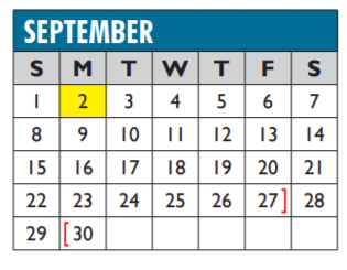 District School Academic Calendar for Britain Elementary for September 2019