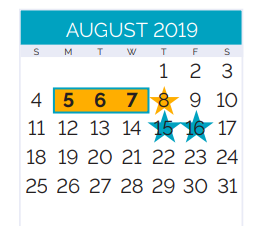 District School Academic Calendar for G.T. Woods Elementary School for August 2019